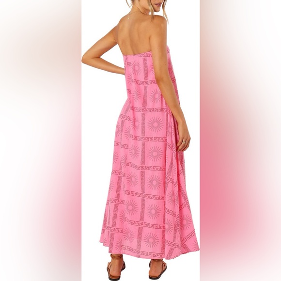 NWT Petal & Pup Pink Soph Strapless Geometric Maxi Dress Size Medium M - Picture 2 of 10